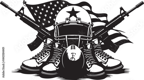 American Football Helmet with Stars vector design