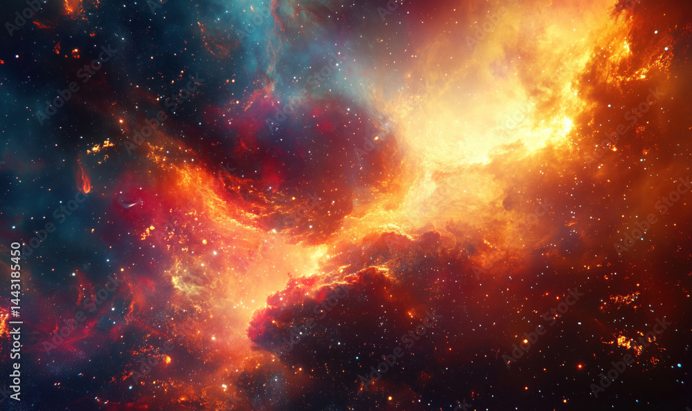 Stunning cosmic nebula with vibrant colors and starry background in deep space. Stunning cosmic nebula with vibrant colors and starry background in deep space.