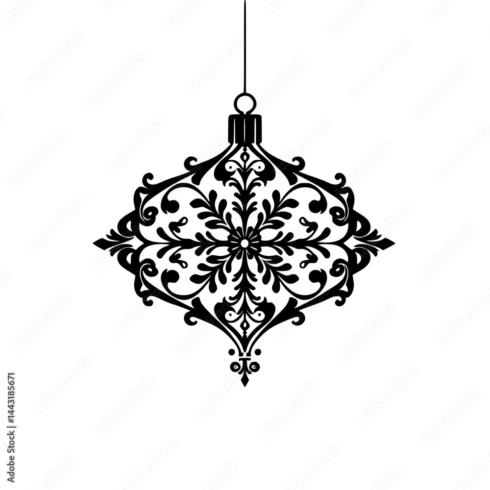 Ornamental Black & White Christmas Bauble Vector Ornamental Black & White Christmas Bauble Vector