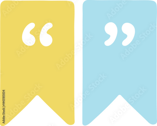 vector illustration of quotation marks pennants