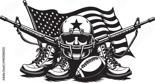 American Football Helmet with Stars vector design
