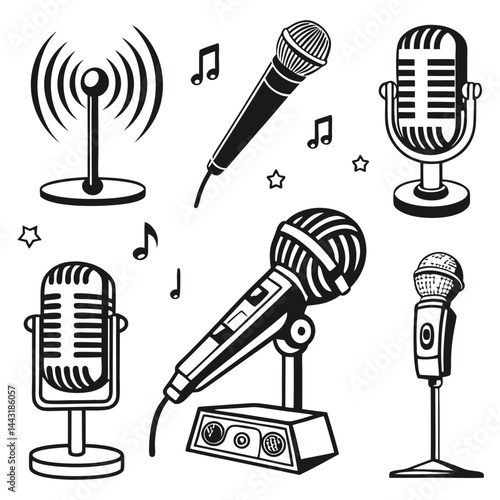retro microphone vector illustration