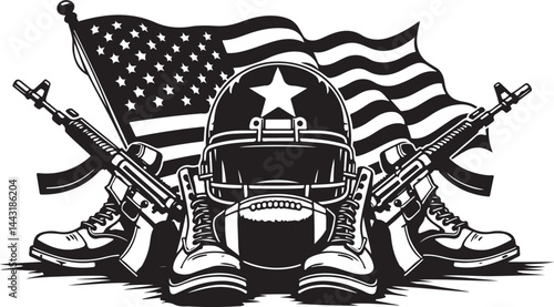 American Football Helmet with Stars vector design