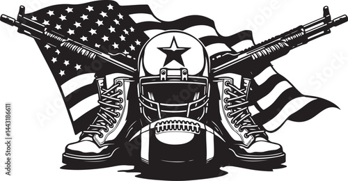 American Football Helmet with Stars vector design