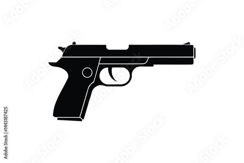 A automatic pistol gun icon silhouette on a white background