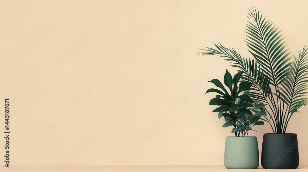 Abstract line art of indoor plants in simple monochrome style, modern botanical design Abstract line art of indoor plants in simple monochrome style, modern botanical design