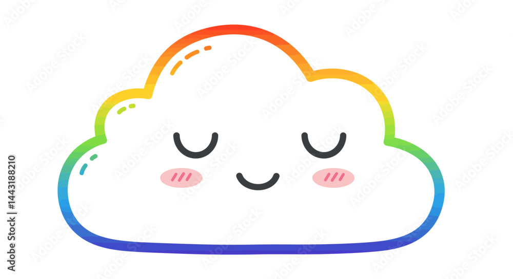 Rainbow Gradient Cloud with Cute Cartoon Face Rainbow Gradient Cloud with Cute Cartoon Face