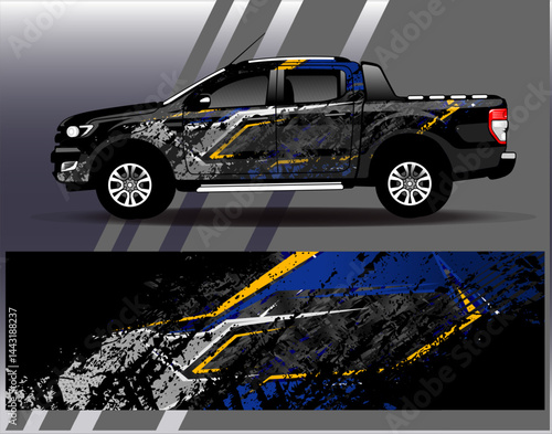 Car wrap design vector. Graphic abstract stripe racing background designs for vehicle, rally, race, adventure and car racing livery