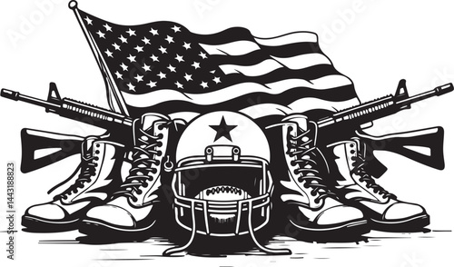 American Football Helmet with Stars vector design