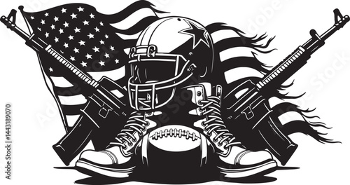 American Football Helmet with Stars vector design