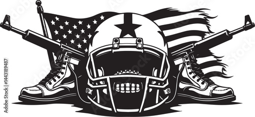 American Football Helmet with Stars vector design