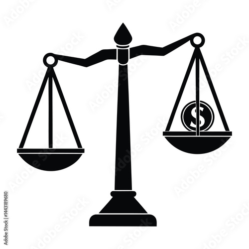 Simple scales of justice with dollar on white background