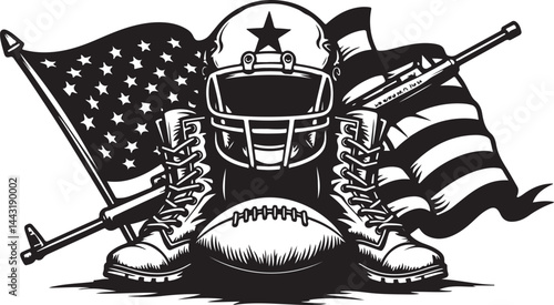American Football Helmet with Stars vector design