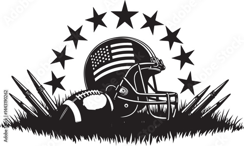 American Football Helmet with Stars vector design