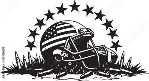American Football Helmet with Stars vector design