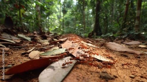 Leafcutter Ants Marching Through the Amazon Rainforest