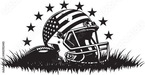 American Football Helmet with Stars vector design