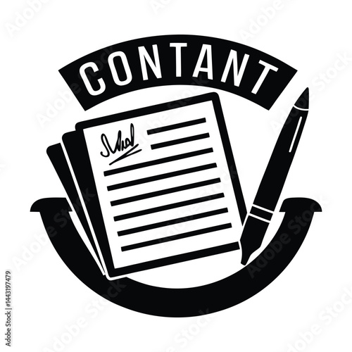 Contant signing simple logo on white background