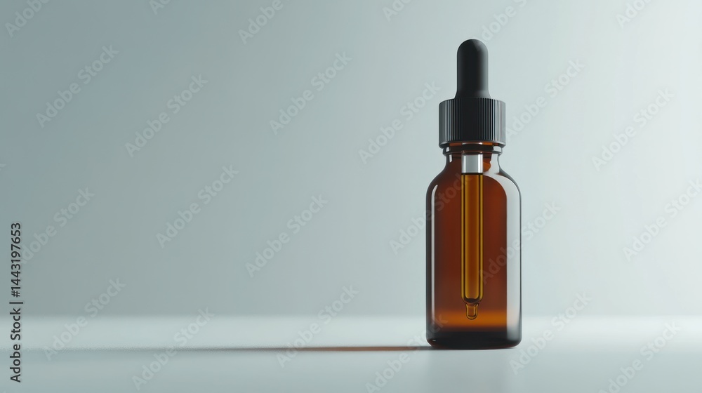 Amber glass dropper bottle with essential oil on white background. Amber glass dropper bottle with essential oil on white background.