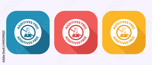 Additives free icon design illustration. No additives sign symbol in shadow button design