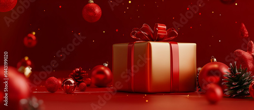 chrismats gift box with red balls