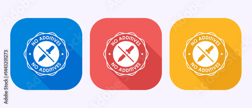 Additives free icon design illustration. No additives sign symbol in shadow button design