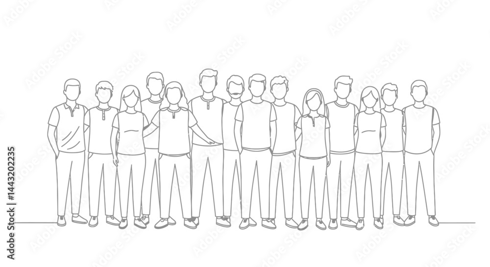 A Group of People Standing Together in Casual Attire A Group of People Standing Together in Casual Attire