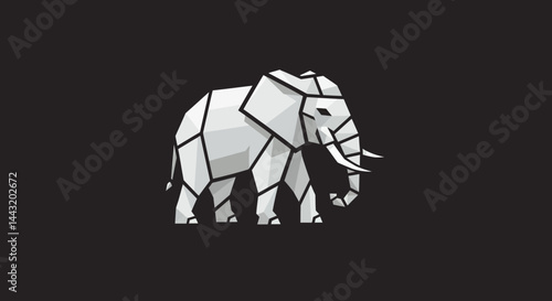 Geometric Rhinoceros Low Poly Animal Design on Dark Background