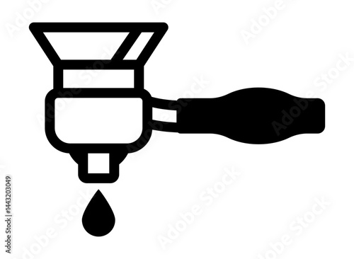 Coffee portafilter icon used for espresso brewing machine process.