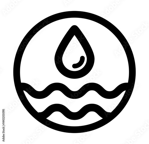 Unit of water measurement with droplet and wave icon.