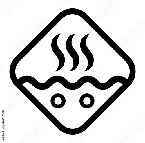 Be careful hot boiling water warning icon in square symbol.