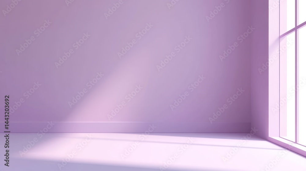 Empty lavender room corner with sunlight streaming through window. Empty lavender room corner with sunlight streaming through window.