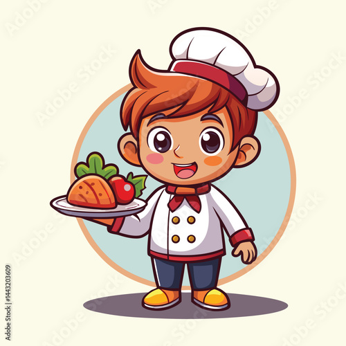 Cute cartoon boy be a chef