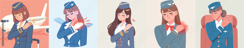 stewardess character vector having shoulder pain stewardess character vector having shoulder pain