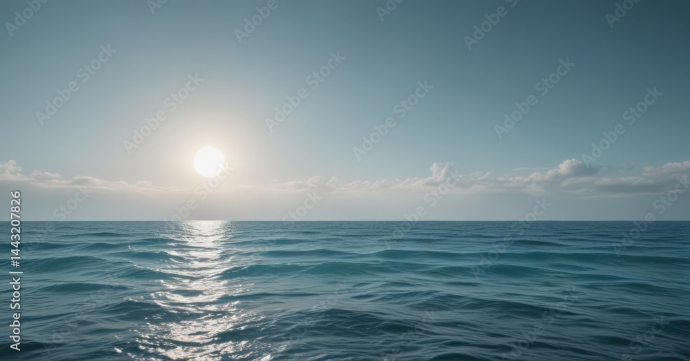 Obraz premium Subtle light blue to deeper teal gradient, ethereal ocean feel , marine, pastel