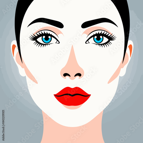 Woman with Facial Mask Skincare Routine Beauty Treatment for Healthy Skin Bright Eyes and Bold Red Lips Artistic Minimalist Illustration for Spa Blog and Wellness