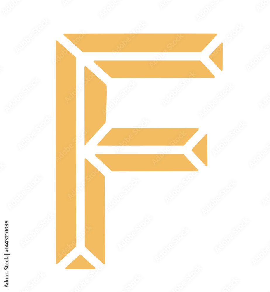 vector illustration of a geometric gem stone letter F vector illustration of a geometric gem stone letter F