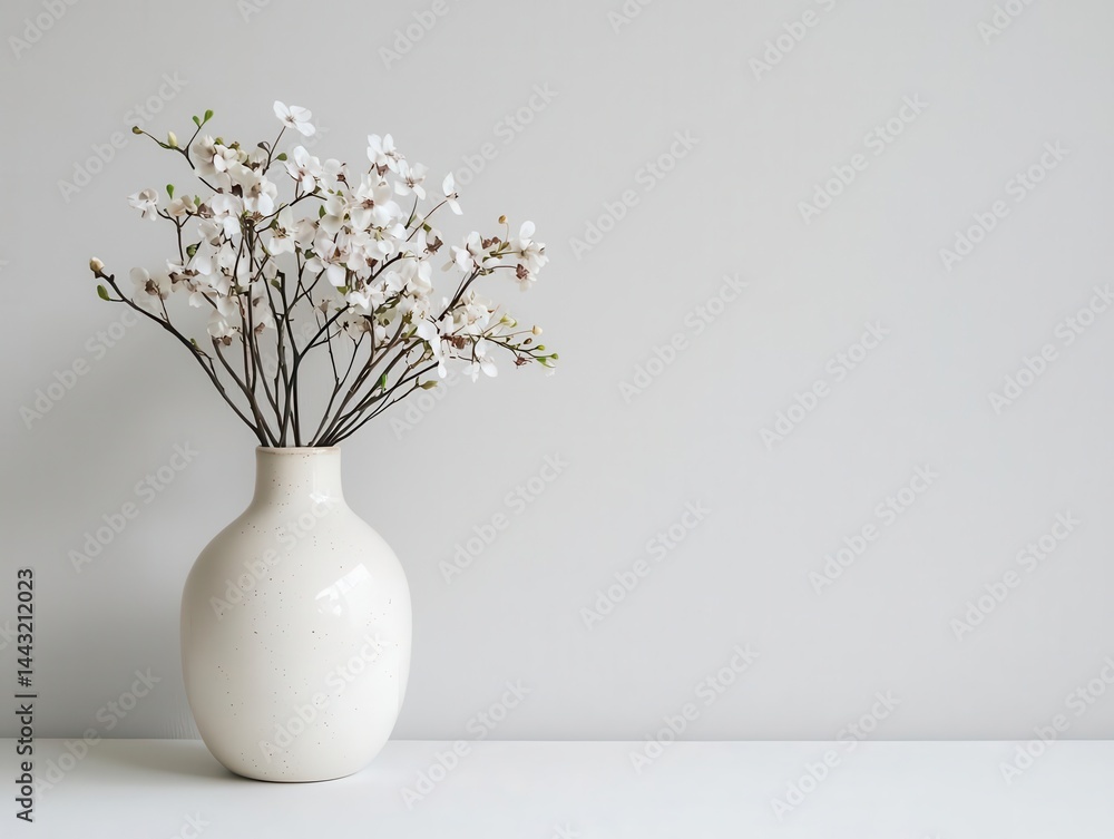 Empty white shelf with only a single vase, decluttered and peaceful living Empty white shelf with only a single vase, decluttered and peaceful living