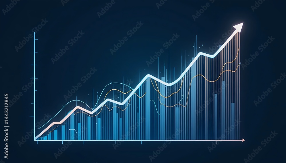 Upward Trend Chart with Arrow Displaying Growth and Success Upward Trend Chart with Arrow Displaying Growth and Success