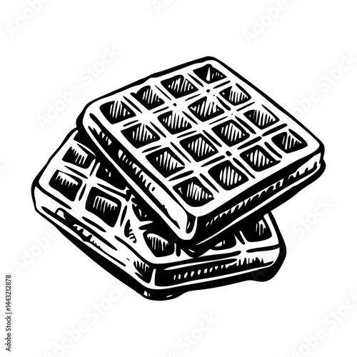 A vintage style illustration of waffles