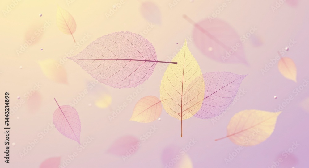 Fototapeta premium Pastel leaves floating