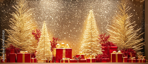 christmas tree decoration with candles and gifts