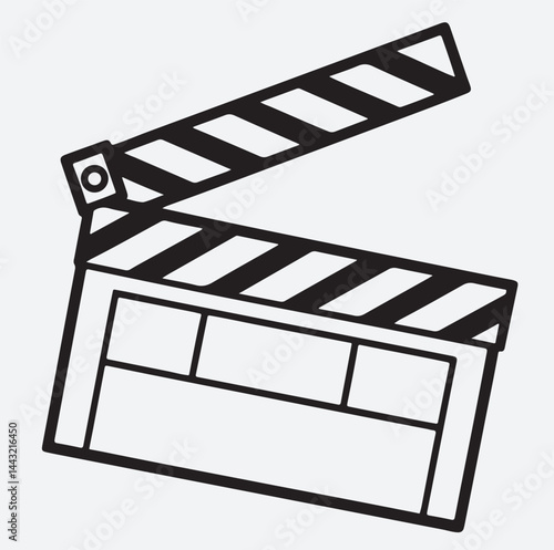 clapper cinema hand drawn silhouette vector art illustration, movie clapper board vector