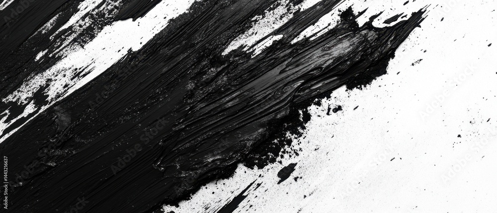 Dramatic black paint stroke on white backdrop creating a bold abstract design with dynamic texture and high contrast for modern art and graphic design projects Dramatic black paint stroke on white backdrop creating a bold abstract design with dynamic texture and high contrast for modern art and graphic design projects
