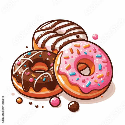 dessert, bakery, sweet, food, donut, snack, pastry, sugar, delicious, icing, breakfast, doughnut, tasty, glazed, chocolate, isolated, round, cake, sprinkles, donuts, cream, eat, pink, colorful, candy,