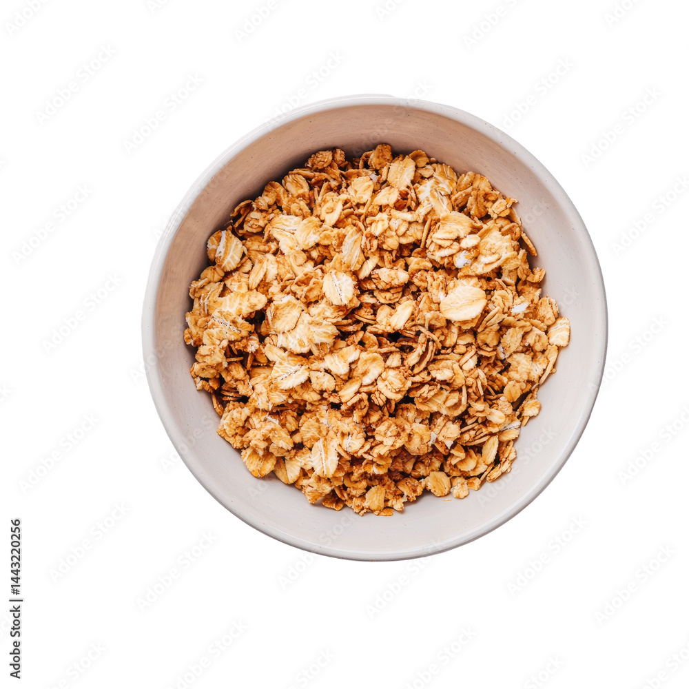 Healthy Whole Grain Oats in a Bowl for Breakfast or Snack Time on transparent background Healthy Whole Grain Oats in a Bowl for Breakfast or Snack Time on transparent background