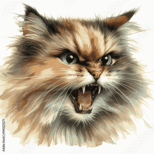 Watercolor Wrath cat angry isolated vector illustration svg 