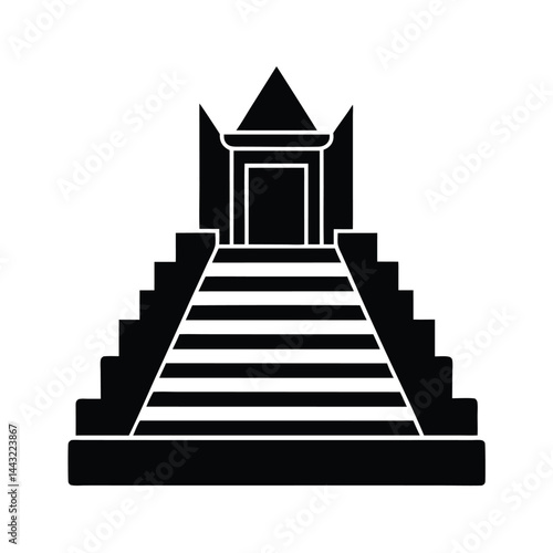 royal staircase stencil icon silhouette vector illustration