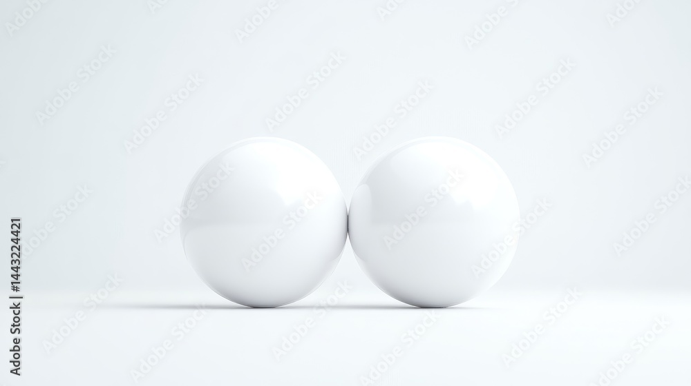 Two White Spheres Minimalist Style High-gloss Finish Centered Composition Perfect Symmetry Resting Still White Background Pure Clean Aesthetic Ideal for Branding Mockups Two White Spheres Minimalist Style High-gloss Finish Centered Composition Perfect Symmetry Resting Still White Background Pure Clean Aesthetic Ideal for Branding Mockups