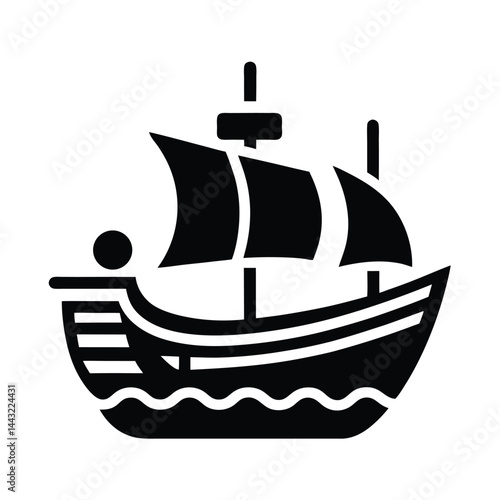 thanksgiving pilgrim ship icon silhouette vector illustration
